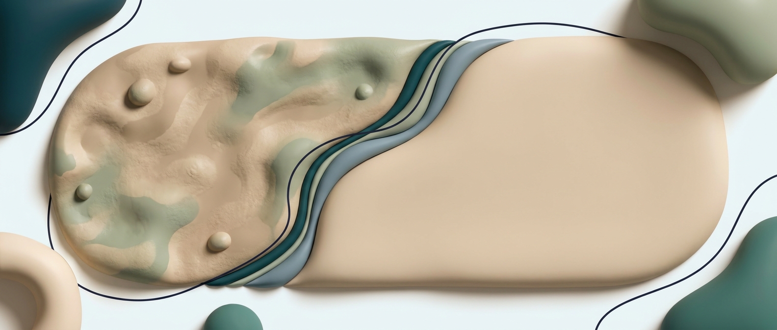 Illustration 3D symbolique d'une texture de peau qui s'apaise progressivement